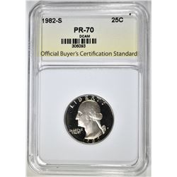 1982-S WASHINGTON QUARTER OBCS PERFECT GEM-PR DCAM