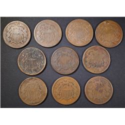 10-2 CENT PIECES MIXED DATES 3 ARE NO DATE