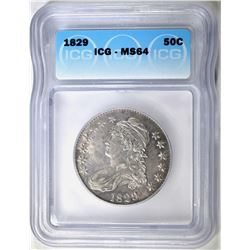 1829 BUST HALF DOLLAR ICG MS-64