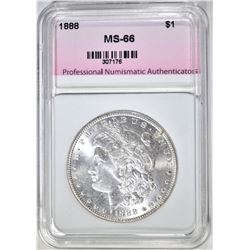 1888 MORGAN DOLLAR, PNA SUPERB GEM BU BLAST WHITE