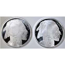2-ONE OUNCE .999 SILVER ROUNDS BUFFALO/INDIAN