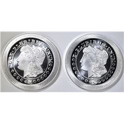 2-ONE OUNCE .999 SILVER ROUNDS STACKABLE MORGAN