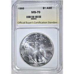 1993 AMERICAN SILVER EAGLE, OBCS PERFECT GEM BU