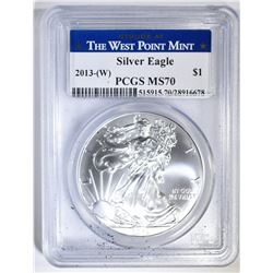 2013 (W) AMERICAN SILVER EAGLE PCGS MS-70