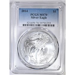 2014 AMERICAN SILVER EAGLE PCGS MS70
