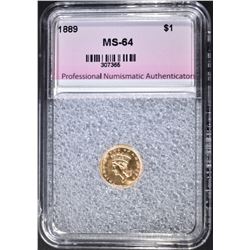1889 $1.00 GOLD, PNA CH/GEM BU