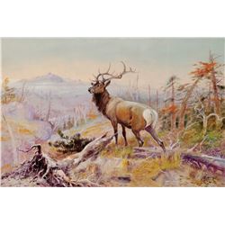 Olaf C. Seltzer - Montana Elk and Landscape