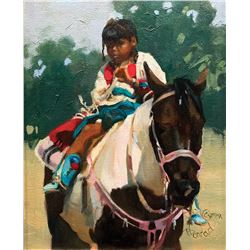 Bonnie Conrad - Crow Girl on Paint; At Crow Fair