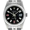 Image 1 : Rolex Mens Stainless Steel 36mm Black Diamond Dial Datejust Wristwatch