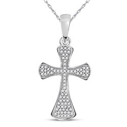 1/4 CTW Round Diamond Cross Faith Pendant 10kt White Gold - REF-18K3R