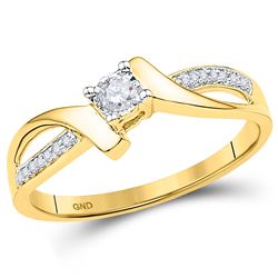 1/10 CTW Round Diamond Solitaire Promise Bridal Ring 10kt Yellow Gold - REF-14A4N