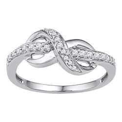 1/6 CTW Round Diamond Knot Infinity Ring 10kt White Gold - REF-21H5W