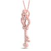 Image 2 : 1/5 CTW Round Diamond Trefoil Heart Key Pendant 10kt Rose Gold - REF-14Y3X