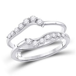 1/3 CTW Round Diamond Journey Wrap Ring 14kt White Gold - REF-33A6N