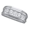 Image 1 : 1 CTW Mens Round Diamond Wedding Ring 14kt White Gold - REF-143W9F