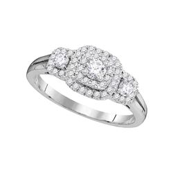 1/2 CTW Round Diamond Solitaire Double Halo Bridal Wedding Engagement Ring 14kt White Gold - REF-57N