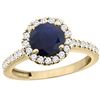Image 1 : 1.43 CTW Blue Sapphire & Diamond Ring 10K Yellow Gold - REF-110V4R