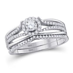 1/2 CTW Round Diamond Bridal Wedding Engagement Ring 10kt White Gold - REF-44T4K
