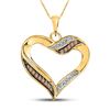 Image 1 : 1/10 CTW Round Brown Diamond Heart Pendant 10kt Yellow Gold - REF-13A2N