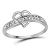 Image 1 : 1/20 CTW Round Diamond Heart Ring 10kt White Gold - REF-7X5T