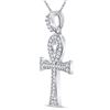 Image 2 : 1/5 CTW Mens Round Diamond Ankh Cross Charm Pendant 10kt White Gold - REF-13F2M