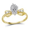 Image 1 : 1/10 CTW Round Prong-set Diamond Oval Cluster Baguette Ring 10kt Yellow Gold - REF-10A2N
