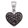 Image 1 : 1/4 CTW Round Black Color Enhanced Diamond Heart Pendant 10kt White Gold - REF-9H3W