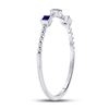 Image 3 : 1/20 CTW Princess Blue Sapphire 3-Stone Beaded Stackable Ring 10kt White Gold - REF-5H9W