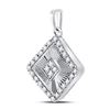 Image 2 : 1/6 CTW Round Diamond Diagonal Square Pendant 10kt White Gold - REF-15R5H