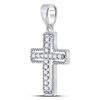 Image 2 : 1/10 CTW Round Diamond Roman Cross Pendant 10kt White Gold - REF-7H8W
