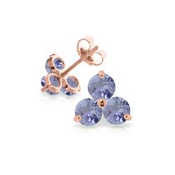 Genuine 1.50 ctw Tanzanite Earrings 14KT Rose Gold - REF-25P4H