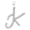 Image 1 : 1/6 CTW Round Diamond Letter K Pendant 10kt White Gold - REF-10N8Y