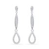 Image 1 : 1/5 CTW Round Diamond Slender Teardrop Dangle Earrings 10kt White Gold - REF-18X3T