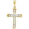 Image 1 : 1/5 CTW Round Diamond Cross Pendant 10kt Yellow Gold - REF-10Y8X