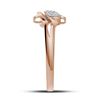 Image 2 : 1/10 CTW Round Diamond Cluster Ribbon Knot Bow Ring 10kt Rose Gold - REF-16F8M