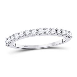 1/2 CTW Round Diamond Wedding Anniversary Ring 14kt White Gold - REF-33N3Y