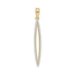 1/5 CTW Round Diamond Narrow Oval Outline Pendant 10kt Yellow Gold - REF-21A5N