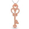 Image 1 : 1/5 CTW Round Diamond Trefoil Key Pendant 10kt Rose Gold - REF-13R2H