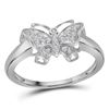 Image 1 : 1/20 CTW Round Diamond Butterfly Bug Ring 10kt White Gold - REF-11W9F