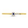 Image 2 : 1/12 CTW Round Blue Sapphire Diamond Stackable Ring 10kt Yellow Gold - REF-9W6F