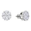 Image 1 : 2 CTW Round Diamond Flower Cluster Earrings 14kt White Gold - REF-192X3T