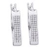 Image 1 : 1/4 CTW Round Diamond Triple Row Hoop Earrings 10kt White Gold - REF-26A3N