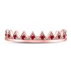 Image 2 : 1/10 CTW Round Ruby Beaded Chevron Stackable Ring 10kt Rose Gold - REF-9F6M
