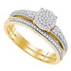 Image 1 : 1/4 CTW Diamond Cluster Bridal Wedding Engagement Ring 10kt Yellow Gold - REF-24X3T