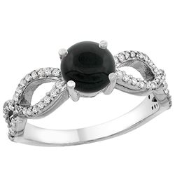 0.89 CTW Onyx & Diamond Ring 14K White Gold - REF-49N2Y