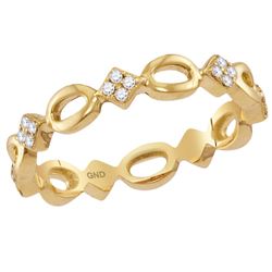 1/8 CTW Round Diamond Stackable Ring 14kt Yellow Gold - REF-21N5Y