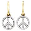 Image 1 : 1/4 CTW Round Diamond Peace Sign Dangle Earrings 10kt Yellow Gold - REF-15R5H