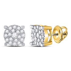 1/4 CTW Round Diamond Fashion Cluster Earrings 10kt Yellow Gold - REF-19F2M