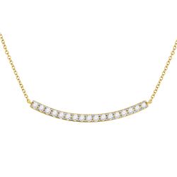 3/4 CTW Round Diamond Curved Bar Necklace 14kt Yellow Gold - REF-57T3K