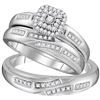 Image 1 : His Hers Round Diamond Solitaire Matching Wedding Set 1/3 Cttw 10kt White Gold - REF-35N5F
